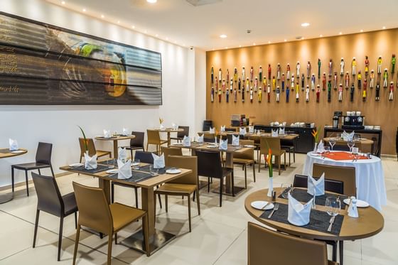Modern restaurant with artwork on the walls