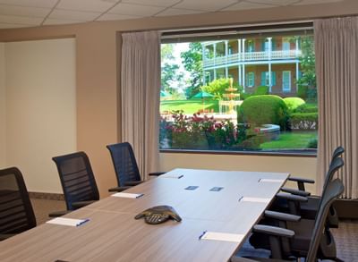 Conference table in a conference room at Mt. Washington Center