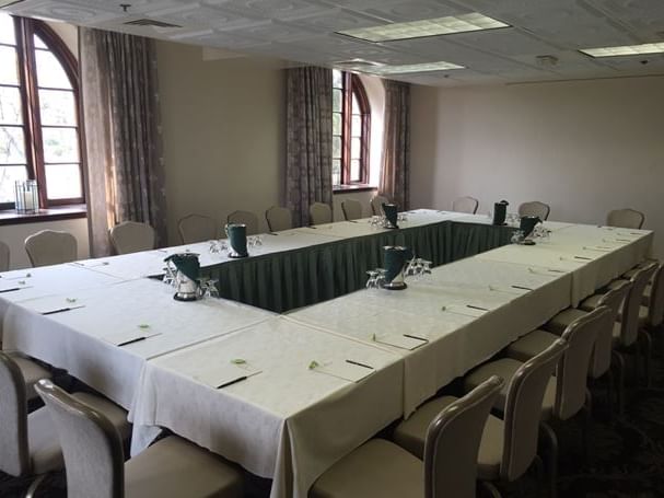 Conference table and chairs arranged at Mission Inn Riverside