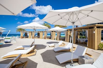 Sunbeds with a sea view at The Morgan Resort Spa Village