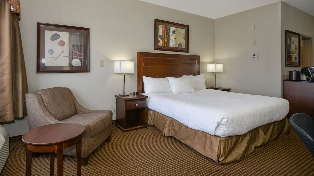 Hotel room with king bed