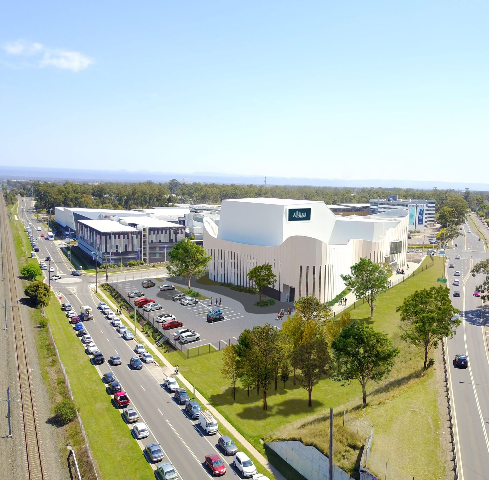 Aerial view of the street from Novotel Sydney Hotel