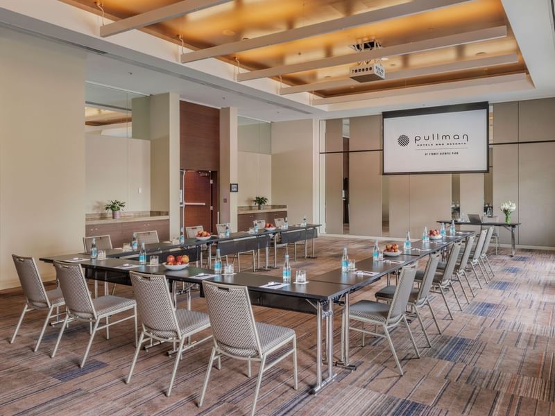 Interior of Echelon Meeting Room with a U-shaped table at Pullman Sydney Olympic Park