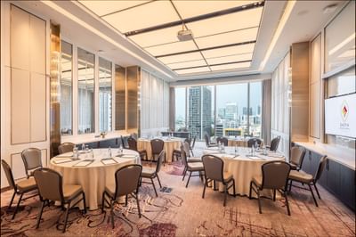 Banquet-style table set-up in a function room at Eastin Grand Hotel Phayathai