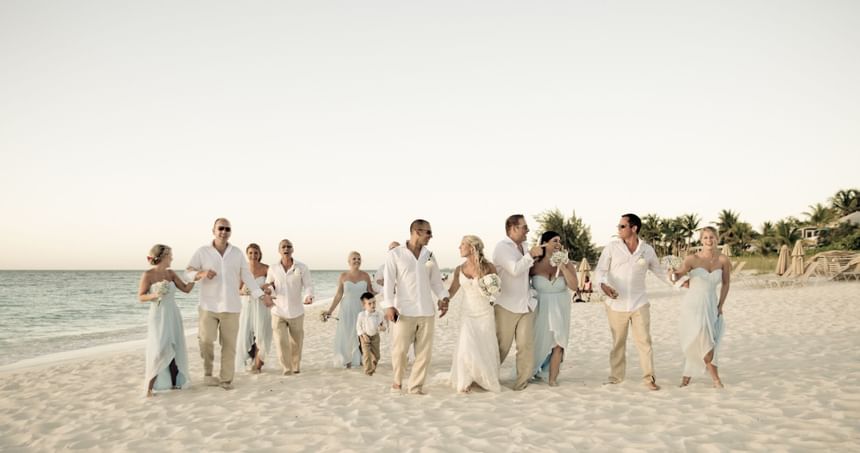 Wedding group at the beach near Somerset On Grace Bay