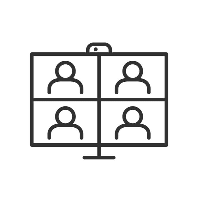 An icon of a split screen with four people in a video call.