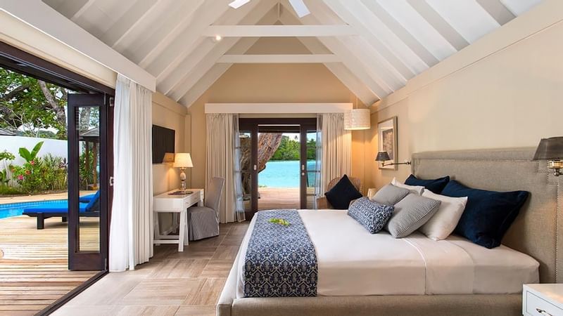 Interior of the Efate Pool Villa bedroom at Warwick Le Lagon