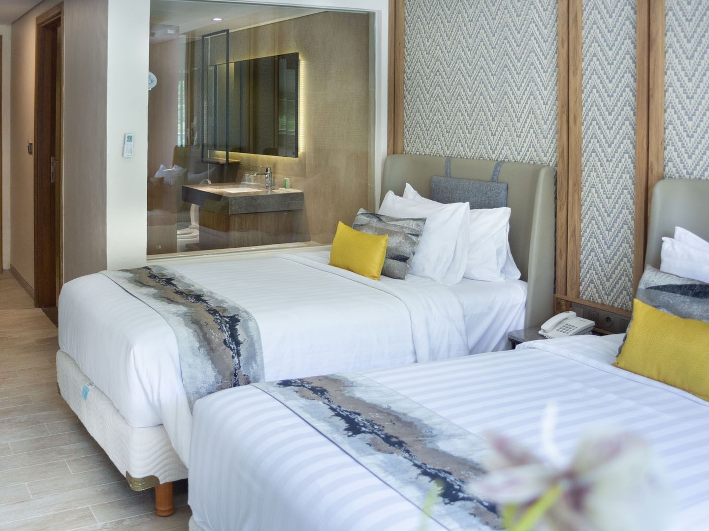 Two beds in Premiere Sea View with Balcony at LK Resort Senggigi Lombok