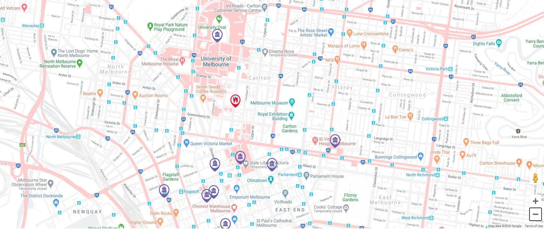 Student Living - 570 Swanston Map