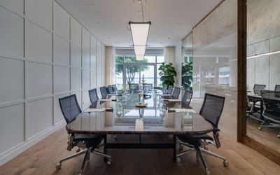 Boardroom set-up in Dorion Room at Chateau Vaudreuil