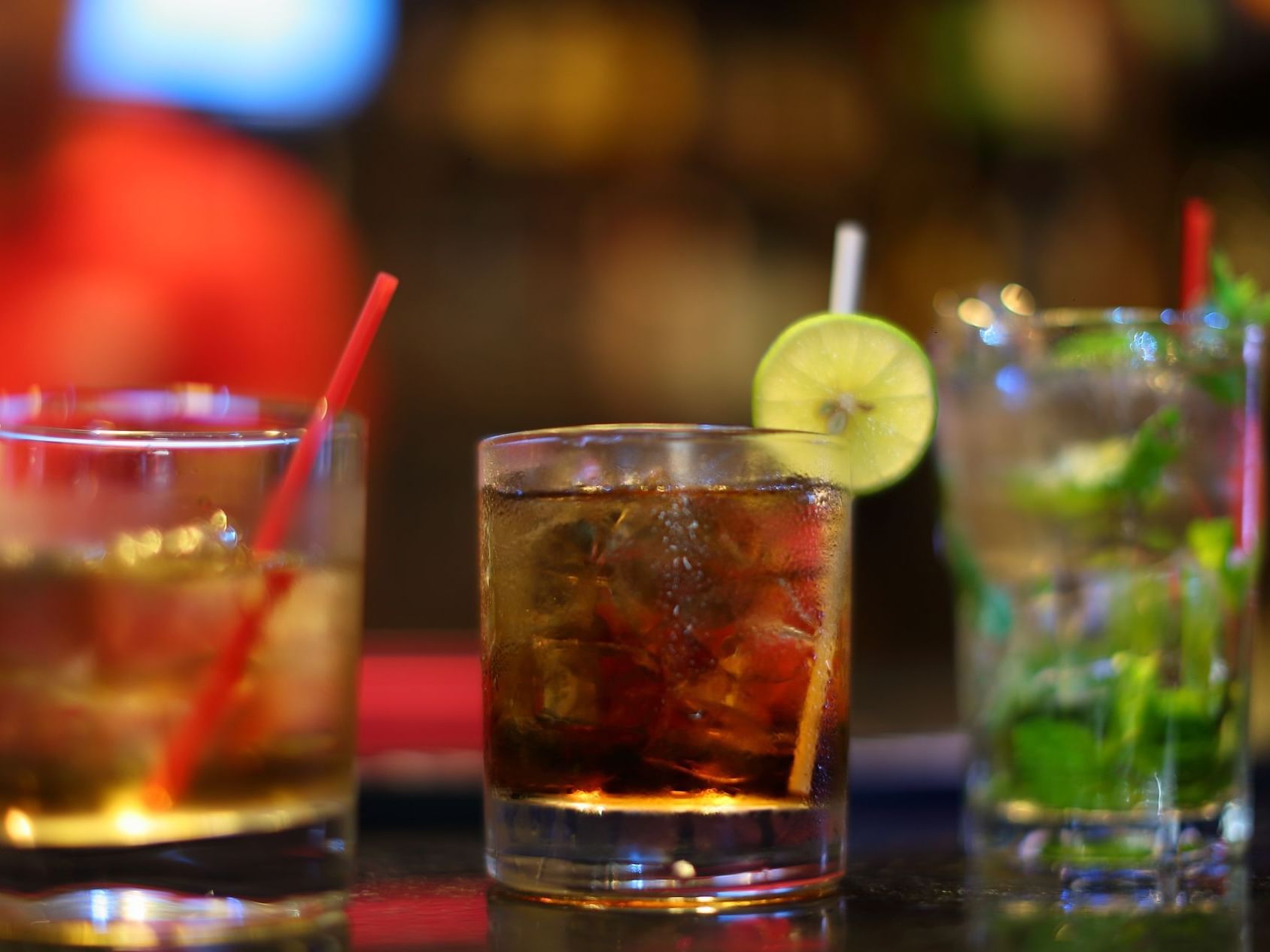 three drinks on a countertop