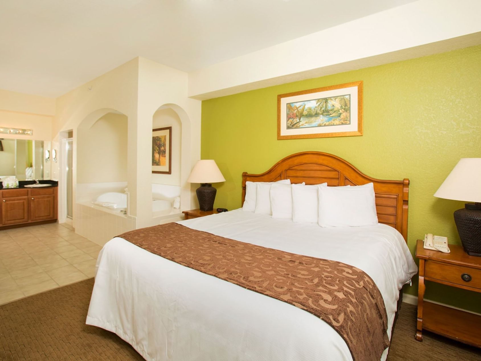 King Bed & Jetted Tub in a 1 Bedroom Suite at Lake Buena Vista Resort Village & Spa