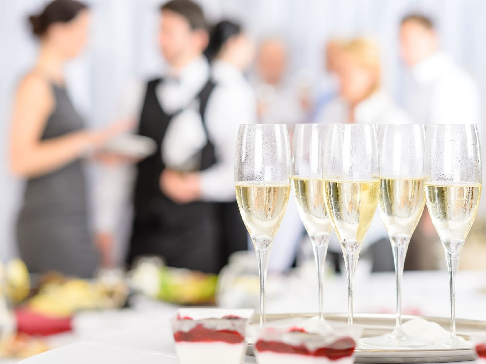 Close up on champagne glasses at Gilman Event Hall Chattanooga