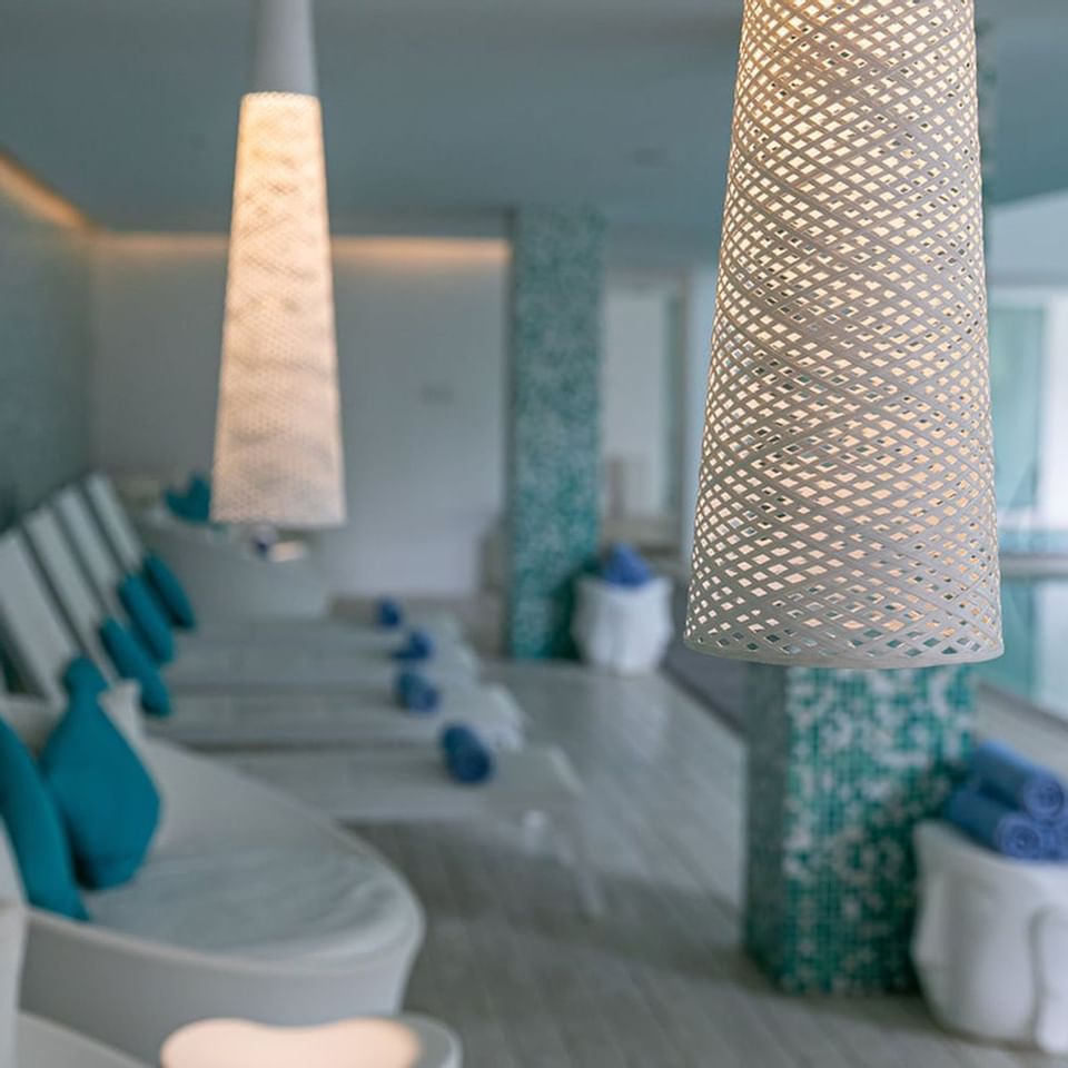 Closeup of a ceiling lamp in a Spa at Grand Punta del Este