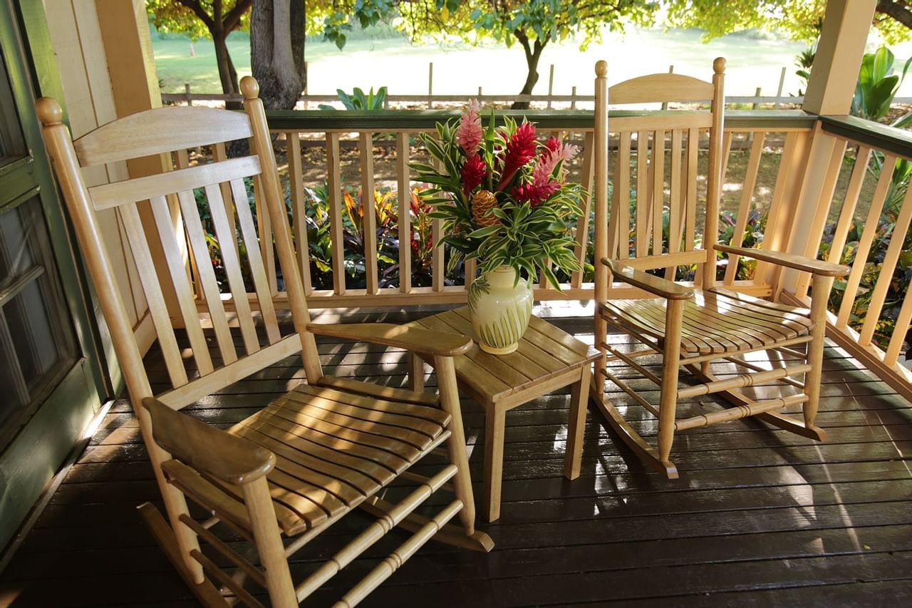 Patio rocking chairs at Waimea Plantation Cottages