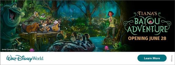 Tiana's Bayou Adventure poster used at Lake Buena Vista Resort Village & Spa