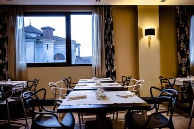 Table setting in Up Restaurant at Uptown Palace in Milan