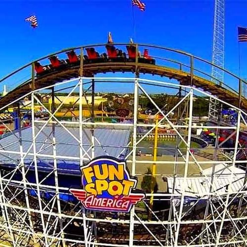 a roller coaster at Fun Spot America
