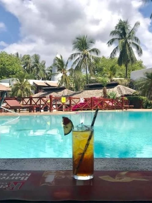 Three cocktails by the pool at Serena Beach Resort & Spa in Mombasa.