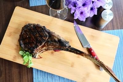 Close-up of a steak rib dish served at Trianon Bonita Bay
