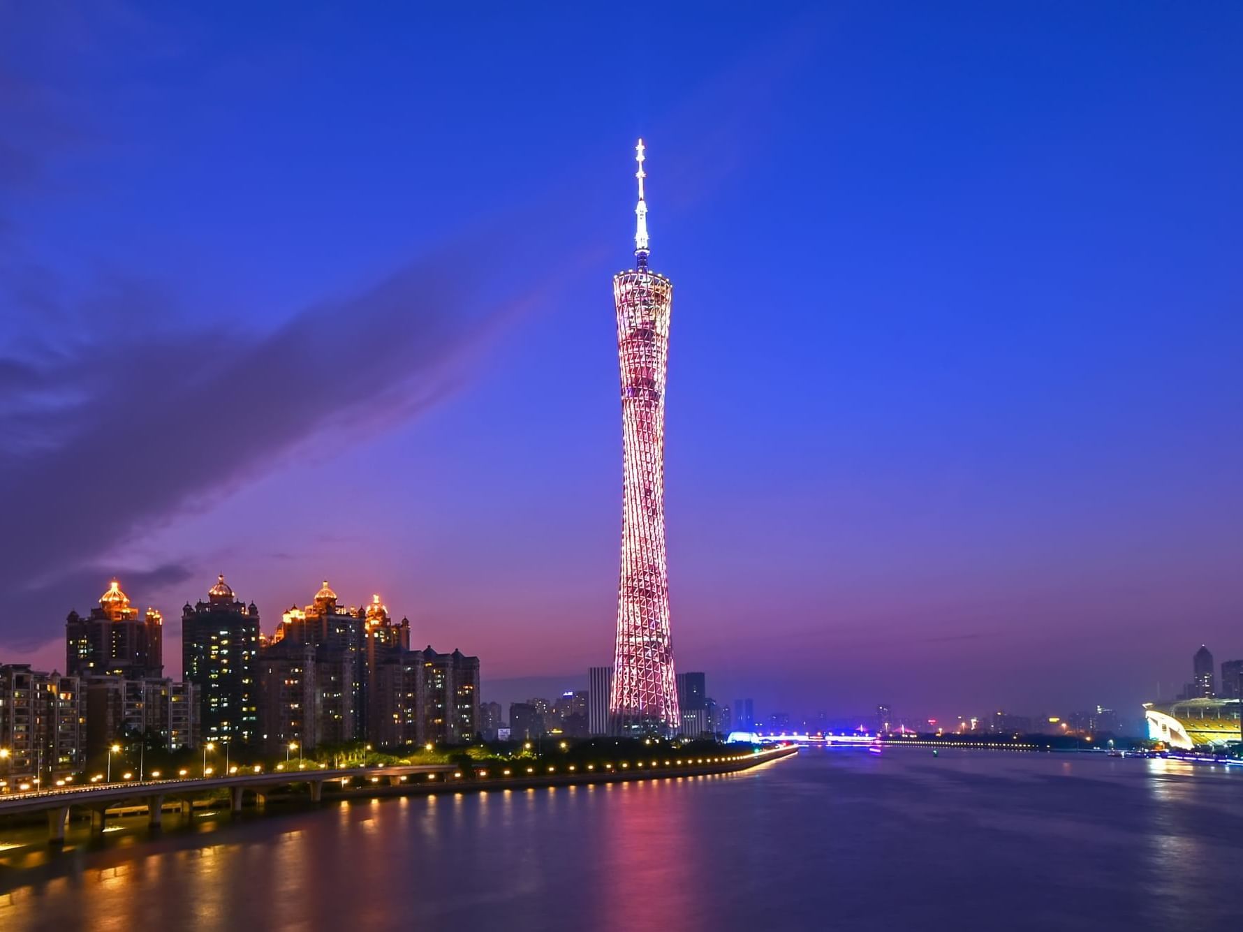 Distant view of the Guangzhou Tower near White Swan Hotel