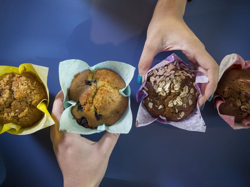 Closeup on four muffins at Diplomat Beach Resort