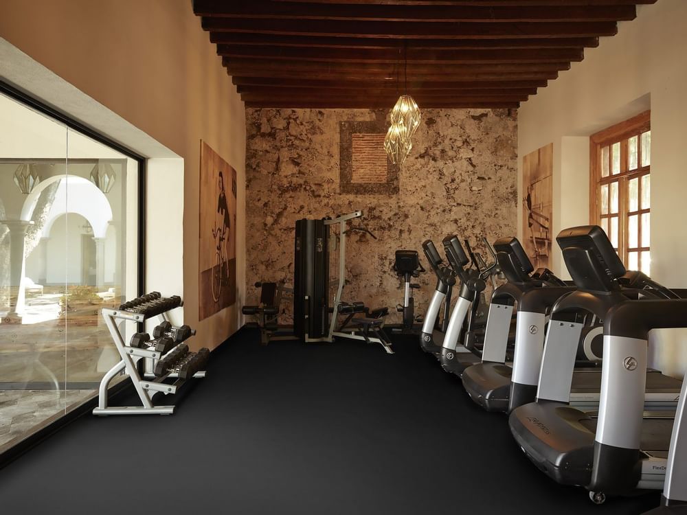 Treadmills in a gymnasium at FA Hotels & Resorts