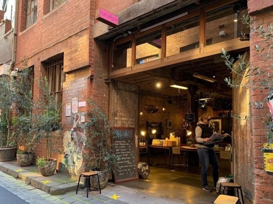 Exterior of Krimper restaurant at Brady Hotel Central Melbourne