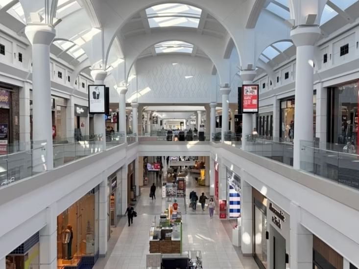 Interior of Menlo Park Mall near Garden Executive Hotel, showcasing shopping and things to do in South Plainfield NJ