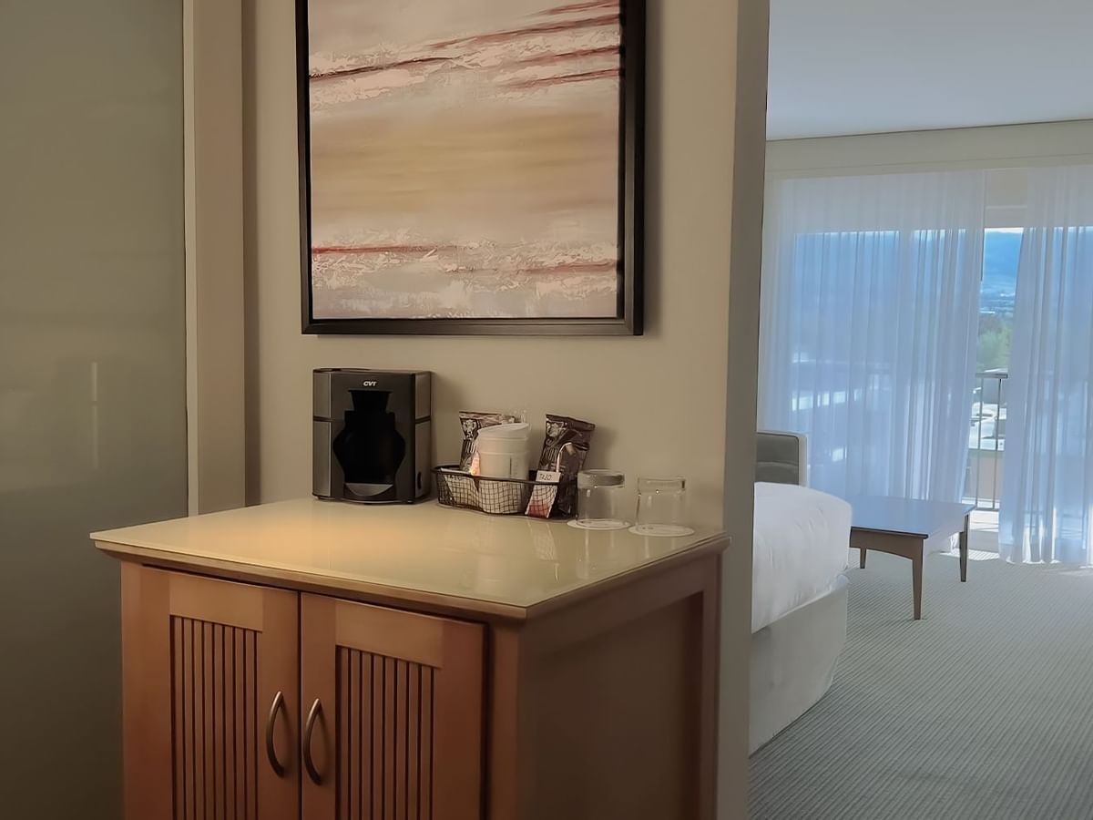 Coffee station with separation of rooms in guestroom