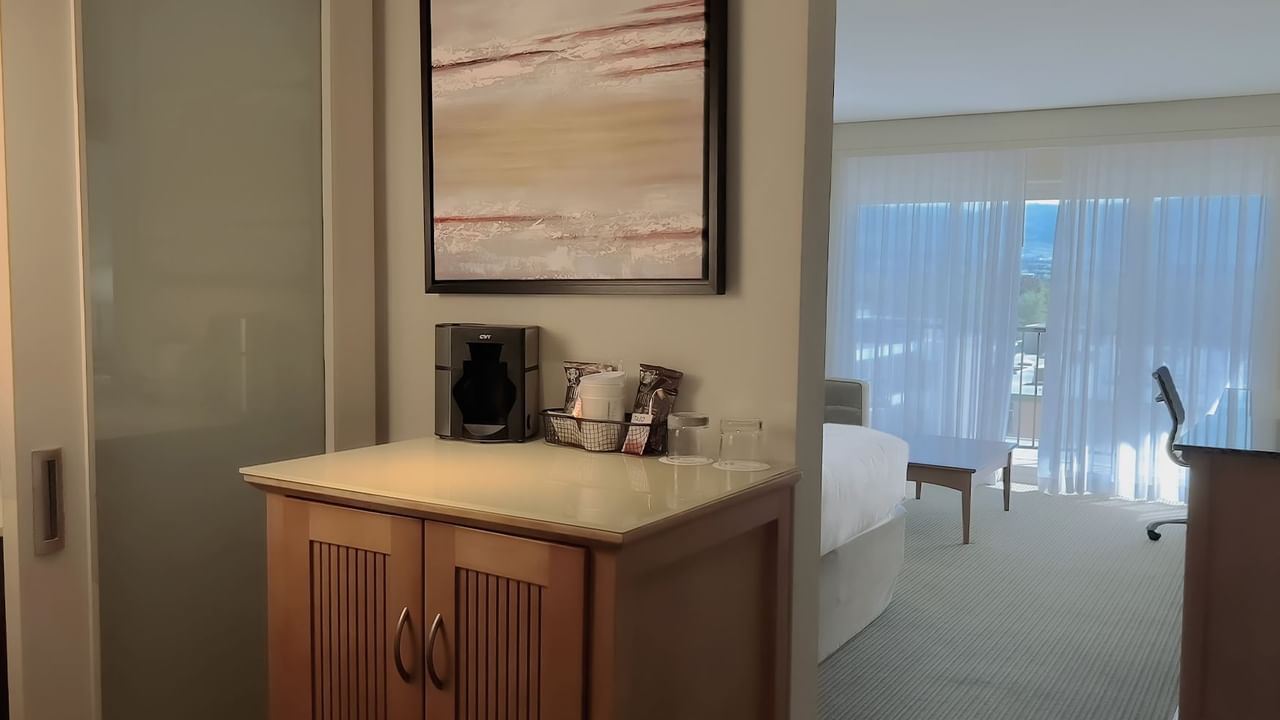 Coffee station with separation of rooms in guestroom