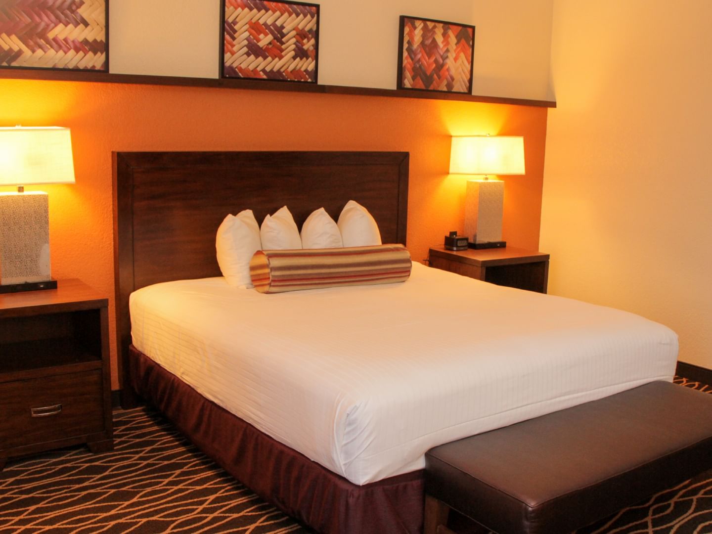 Interior of Accessible King GM bedroom at Pearl River Resorts