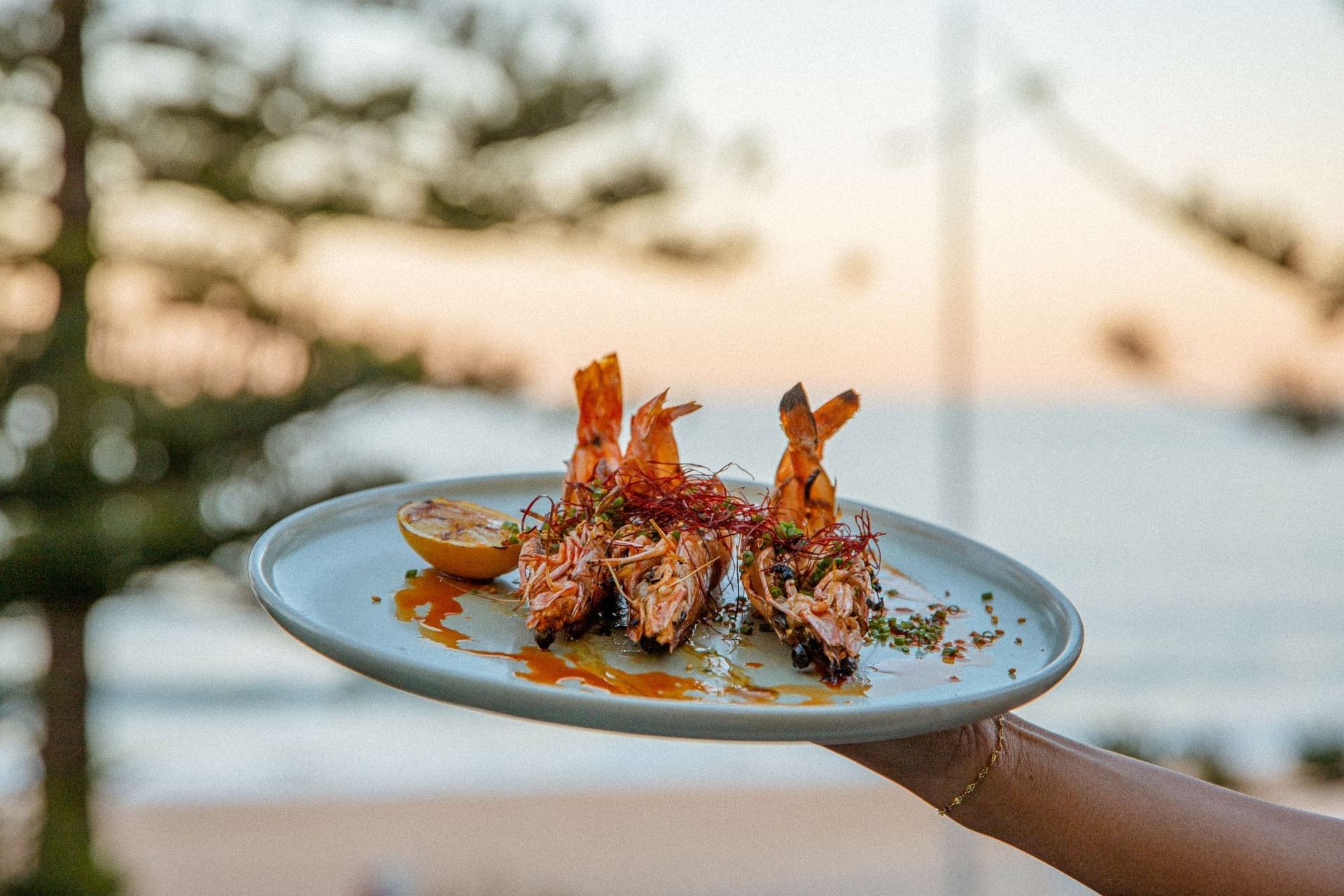 Plate of Grilled Prawns at Novotel Wollongong Northbeach