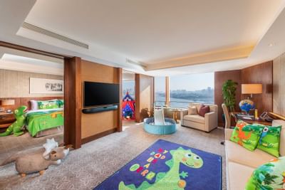 Living room area in the Family Suite at White Swan hotel