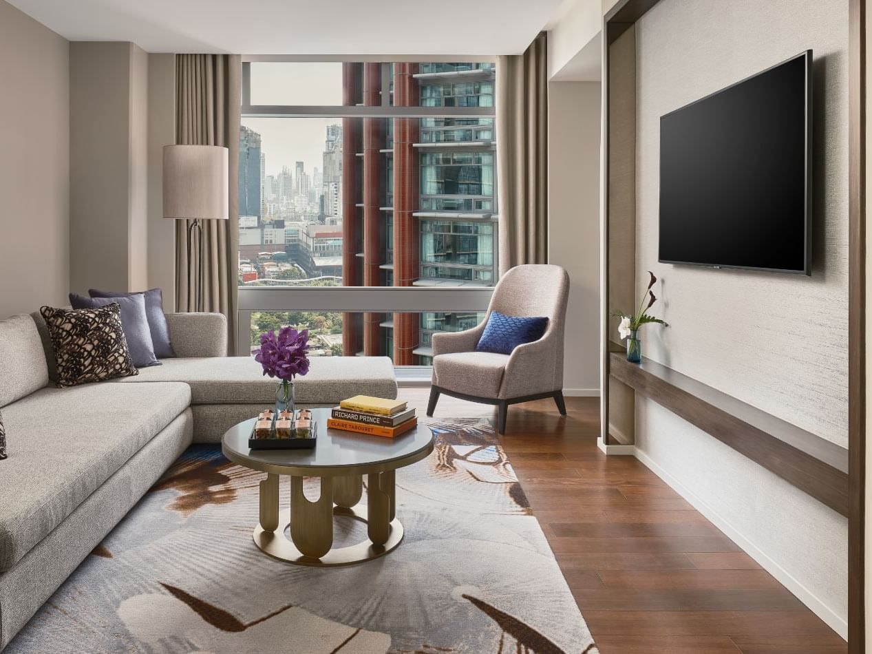 TV in Executive Suite Living area at Chatrium Grand Bangkok