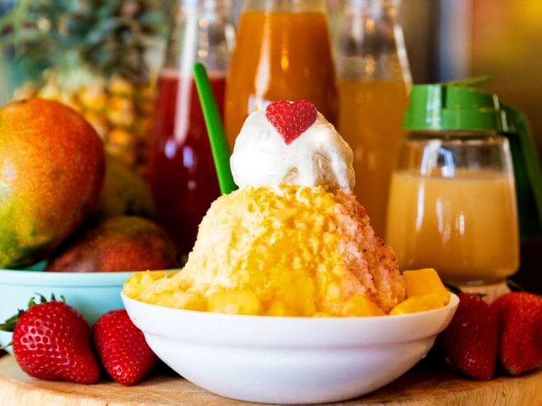 Shaved Ice Dessert served in Uncle Clay's House of Pure Aloha near Waikiki Resort Hotel