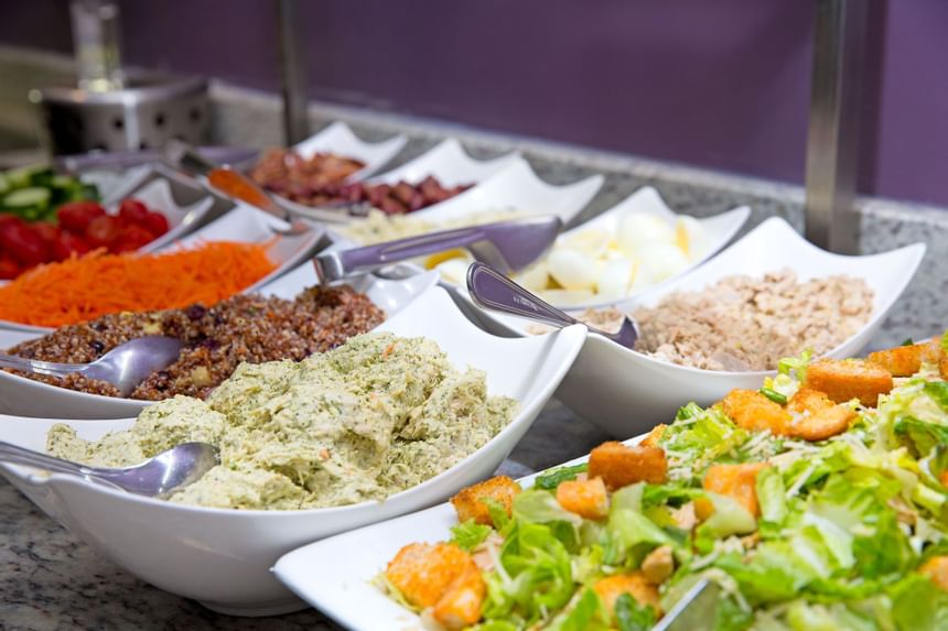 Close-up of Buffet dishes served at Kellogg Conference Center