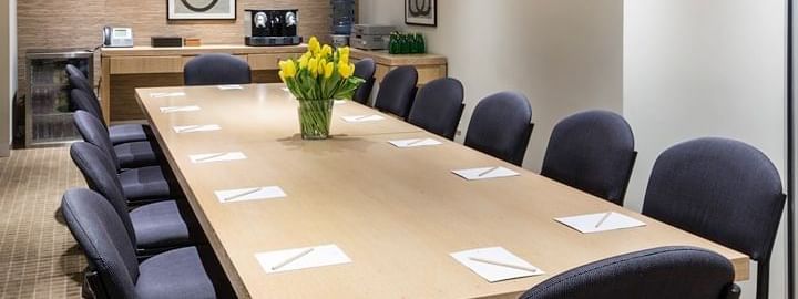 Boardroom set-up in Business Centre at Crown Hotel Melbourne