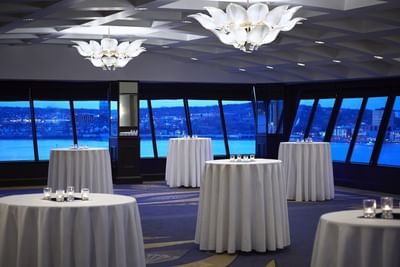Cocktail table setup in Bluenose Ballroom at Hotel Halifax
