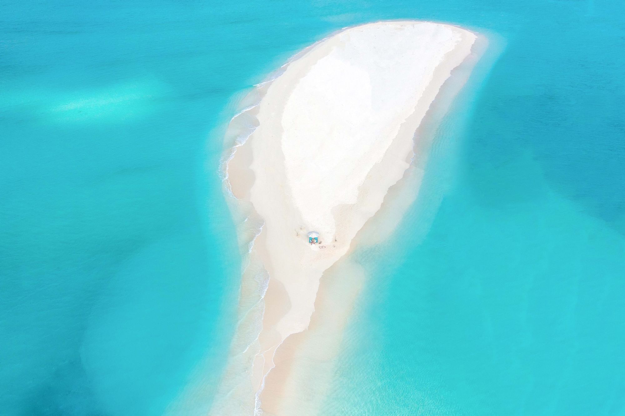 Aerial view of a natural sandbank near The Signature Collection