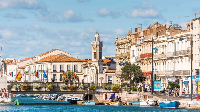 Sete with stationed boats City view near The Originals Hotels