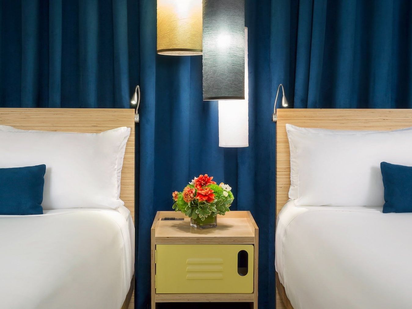 two beds in a hotel room