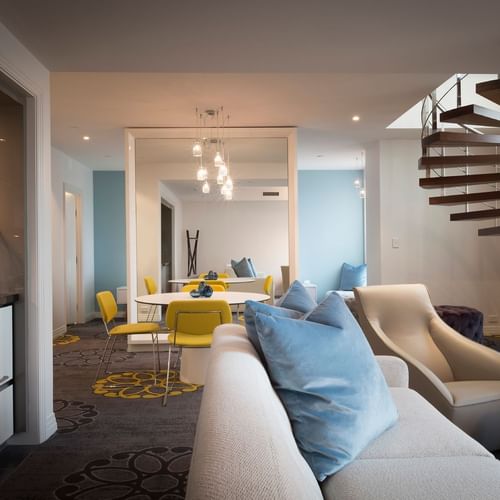 Dining & lounge area in Gem Penthouse at Como Melbourne