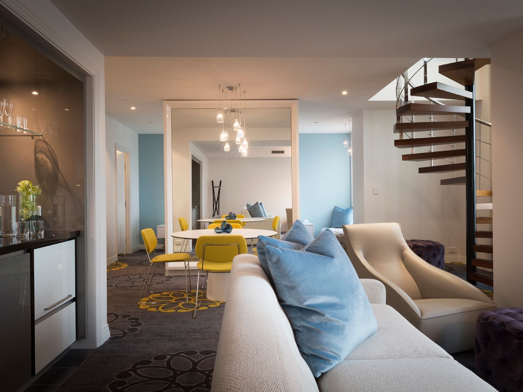 Dining & lounge area in Gem Penthouse at Como Melbourne