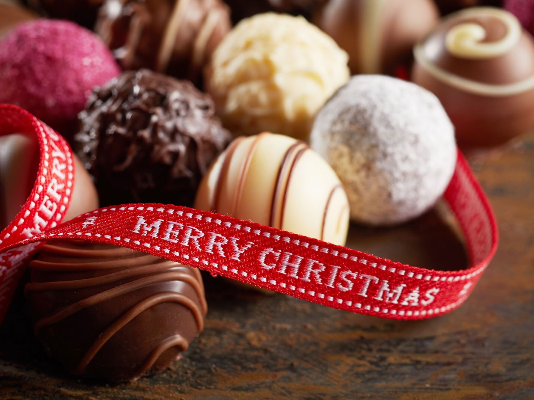 Chocolates with red ribbon saying