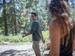 A couple on Western States hiking trail near Granlibakken Tahoe