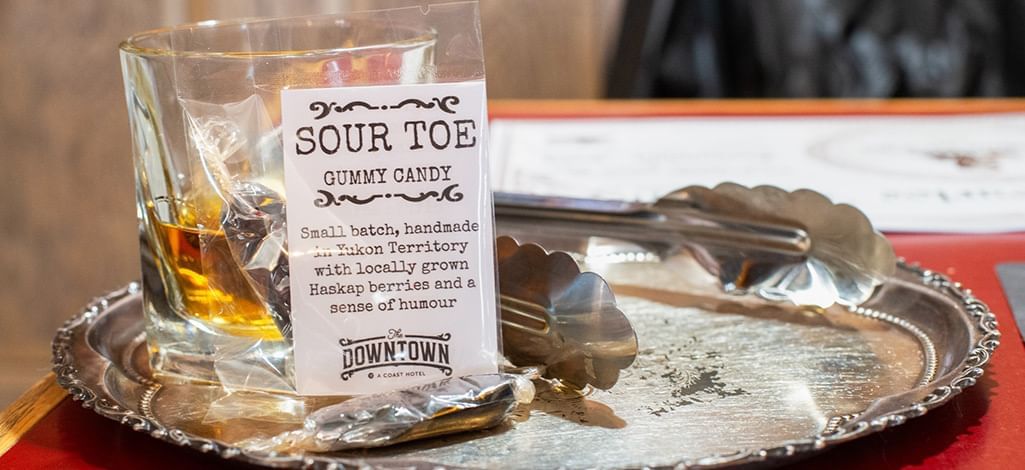 Sourtoe Gummies on a silver tray