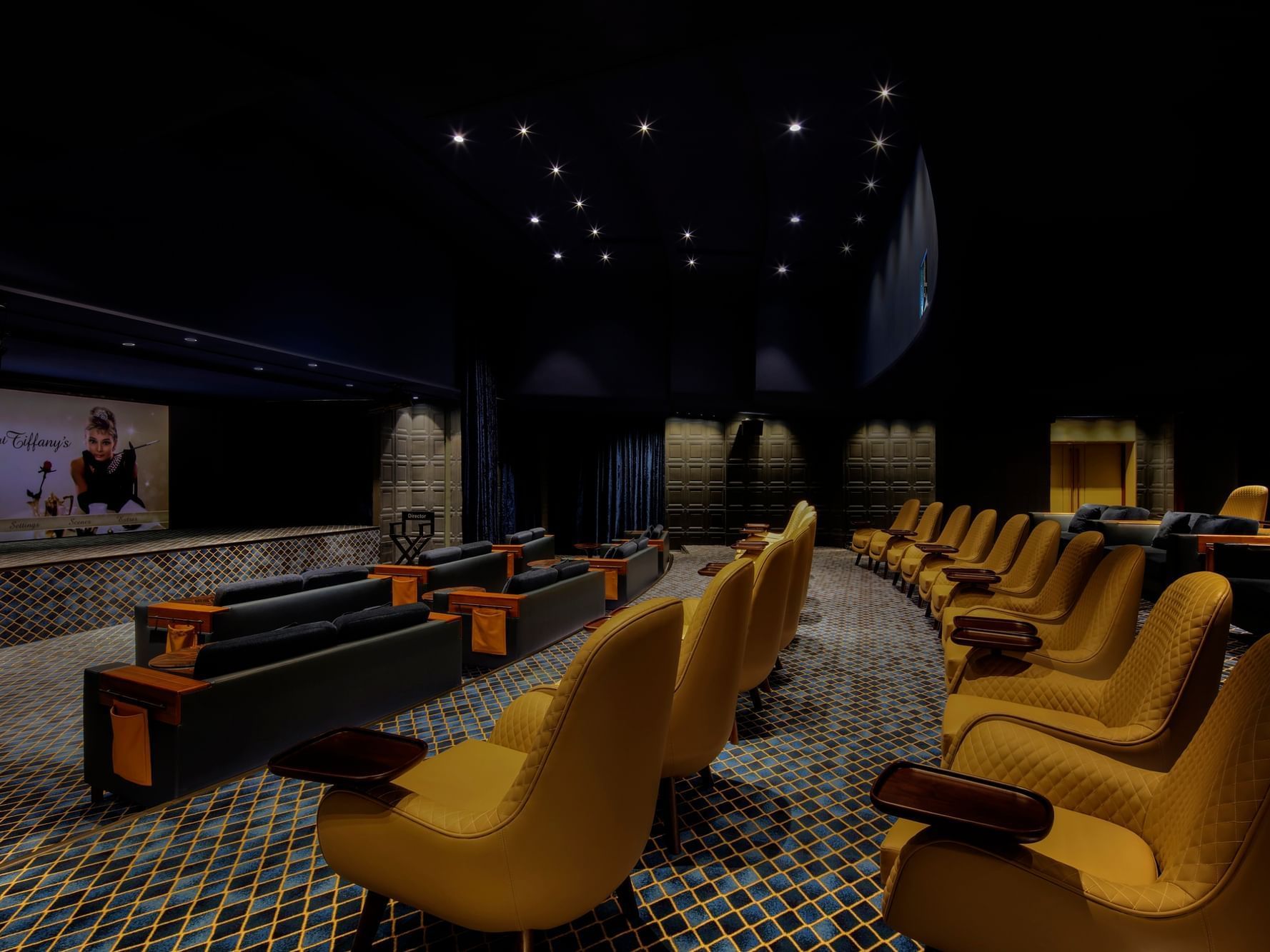 Cozy Screening Room with seating at Paramount Hotel Dubai