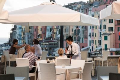 Dining area at the balcony- Grand Hotel Portovenere