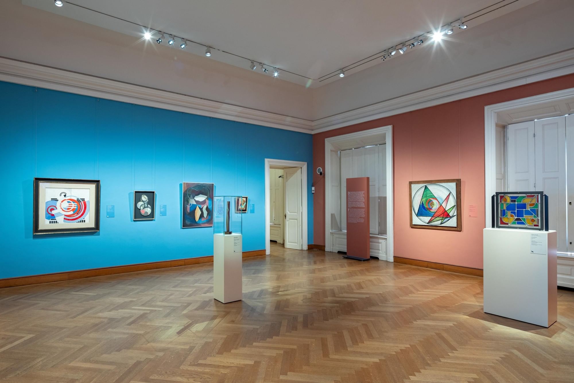 Art exhibition at the Belvedere in Vienna with abstract paintings, colorful walls and modern exhibition spaces